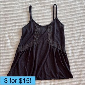Delia's Charcoal Gray / Black Spaghetti Strap Lace Flowy Tank Top Small